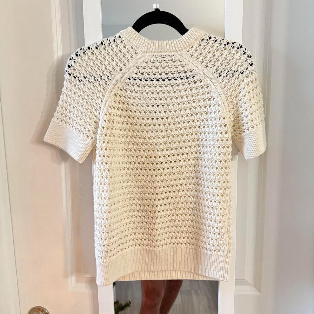 Varley Cream Open-Knit Short Sleeve Sweater - Picture 7 of 7